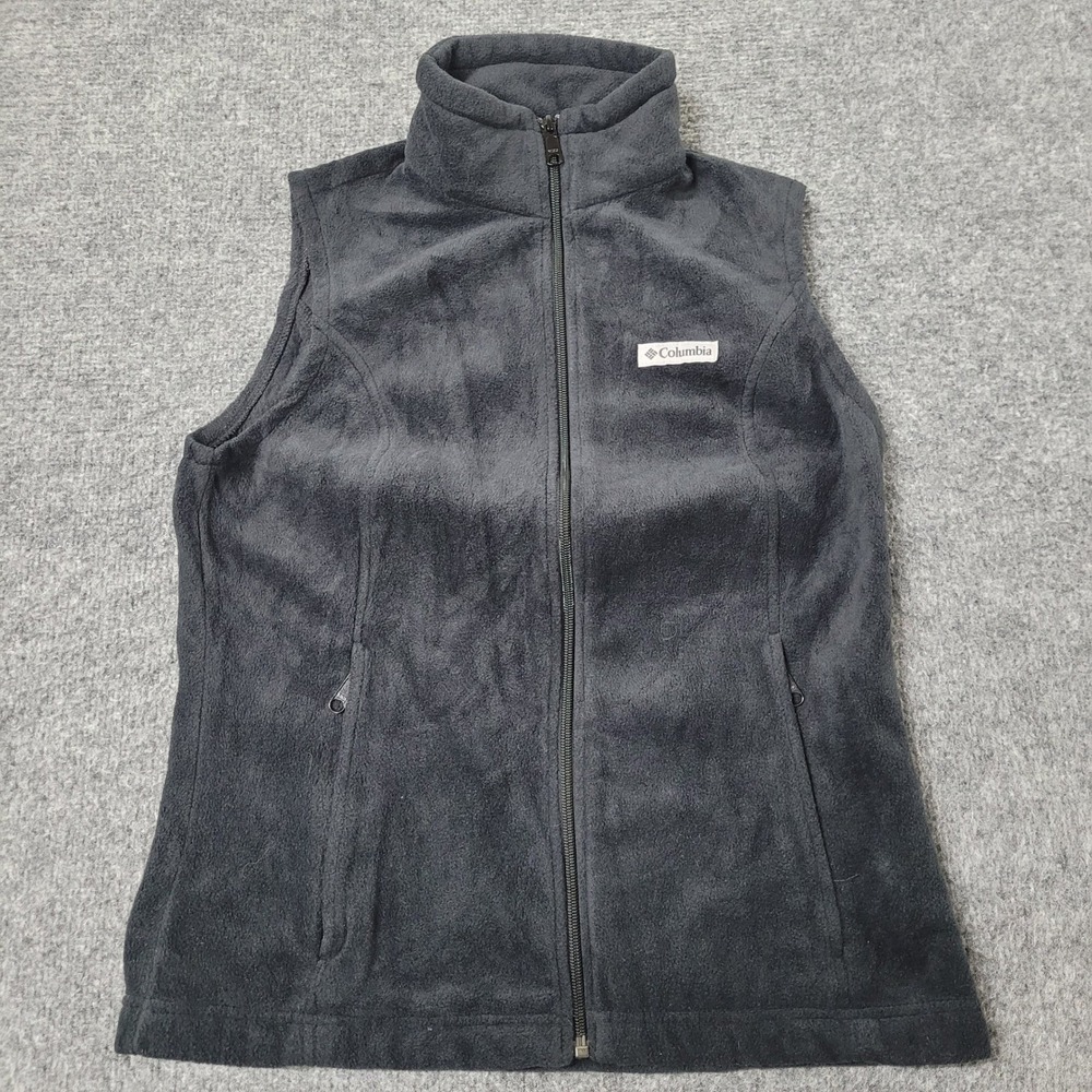 Columbia Vest Women Size S Black Fleece Full Zip Mock Neck Pockets Outdoor 93197